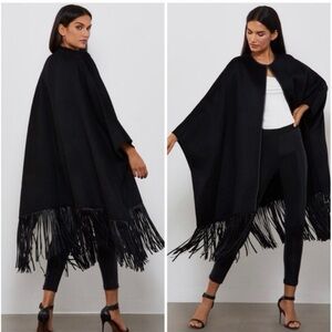 BCBGMaxAzria Black Fringe Poncho